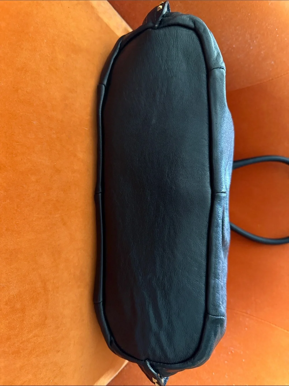 Black Leather Tote Bag with Gold Hardware